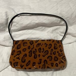 Frenchy of California rust animal print small shoulder handbag sheen worn once